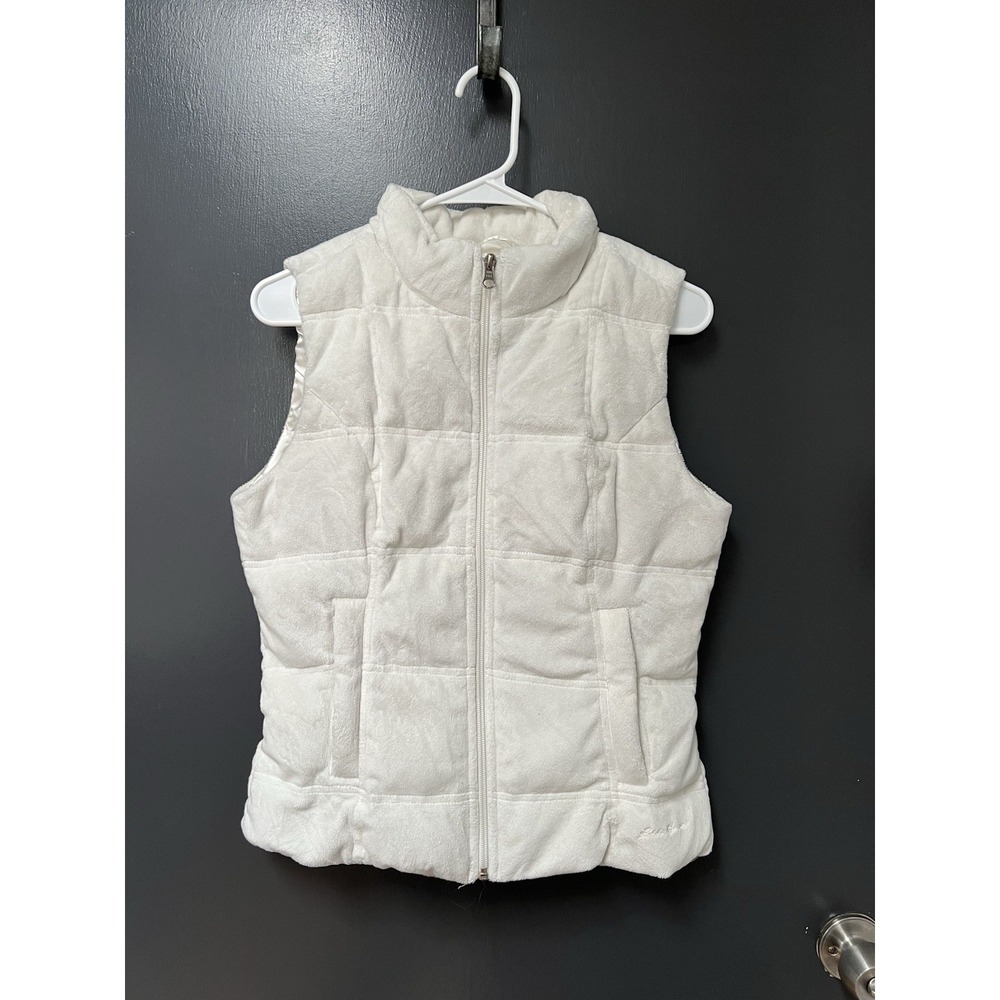 Eddie Bauer Sz XS Goose Down Vest White Fleece Soft Vintage